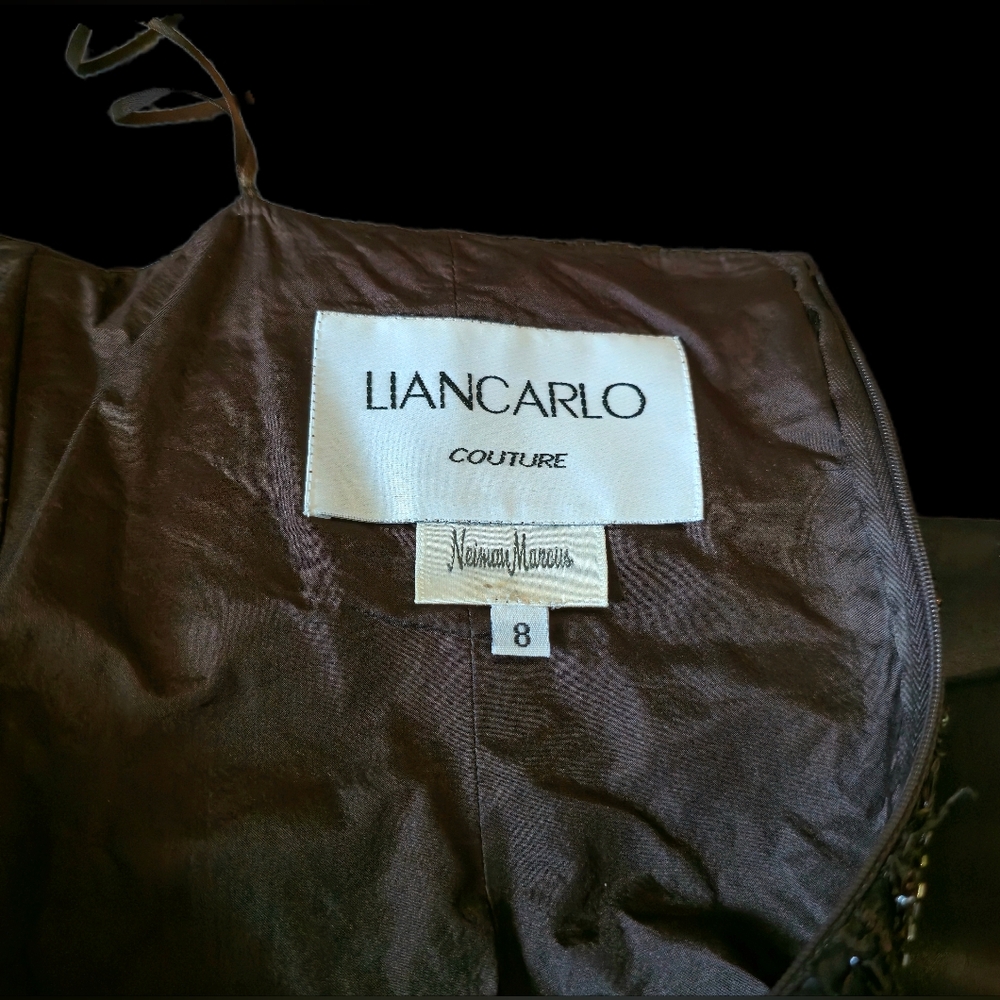 Vintage Liancarlo Couture For Neiman Marcus Brown Strapless Beaded Gown 8 - Picture 4 of 16